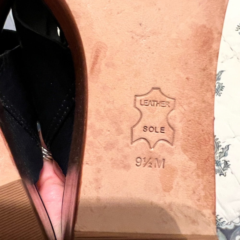 Tory Burch - navy wedge sandal with silver logo. Excellent condition. Size 9.5 - Picture 5 of 5